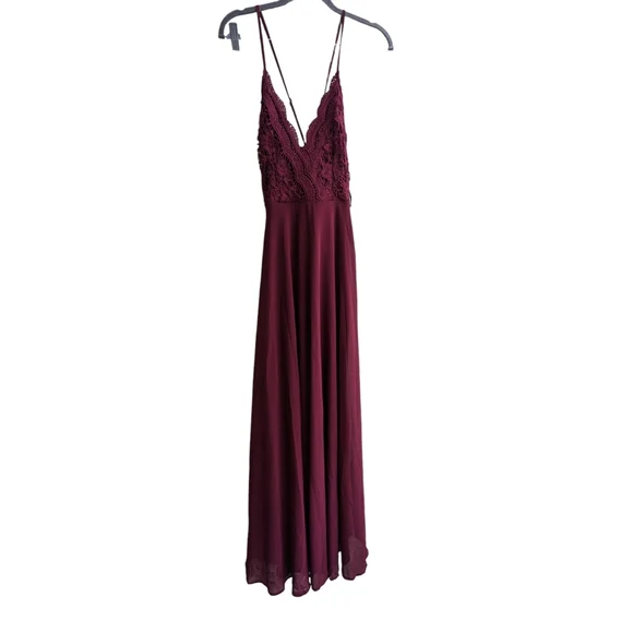 Lulu's Madalyn Burgundy Lace Maxi Dress